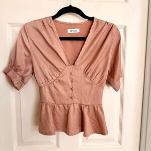 Tan/pink hello peplum top